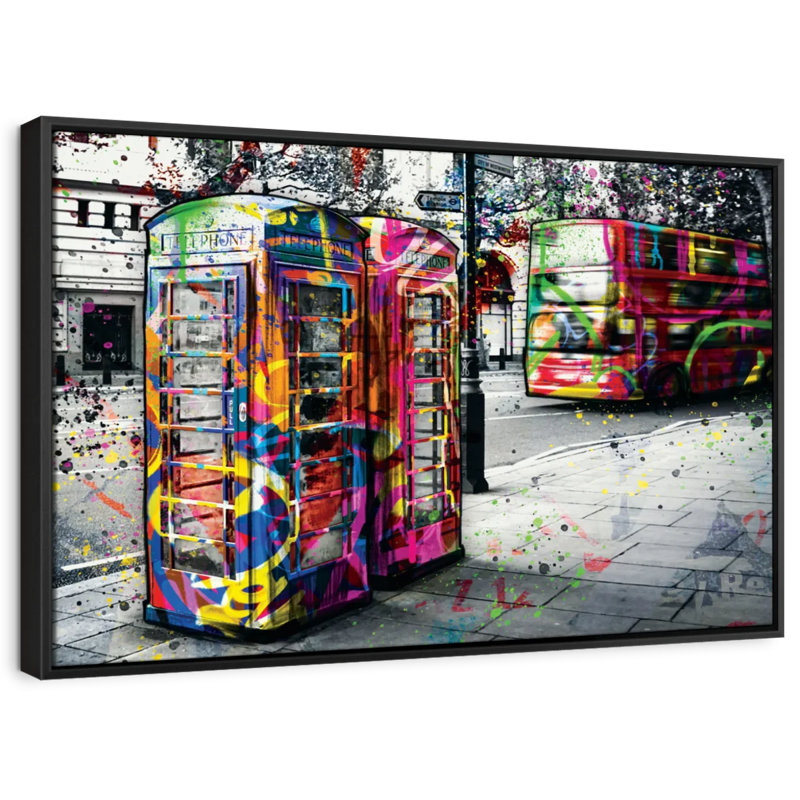 «London Cabins», reproduction de peinture sur toile, H 27 po x l 40 po