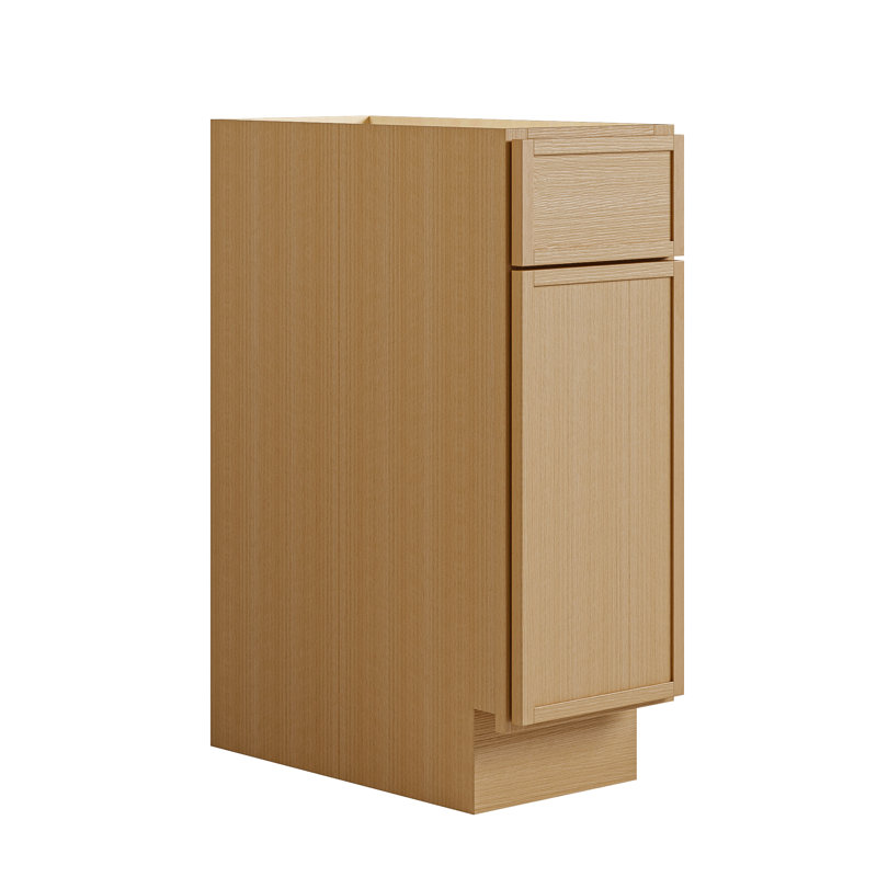 Armoire de cuisine moderne en chêne blanc avec boîte en contreplaqué, tiroirs et charnières à fermeture en douceur, agencements personnalisés
