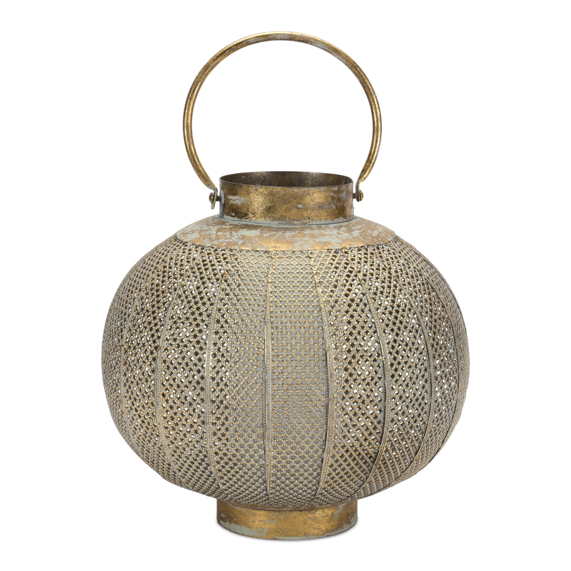 Melrose International Distressed Punched Metal Lantern 7.5
