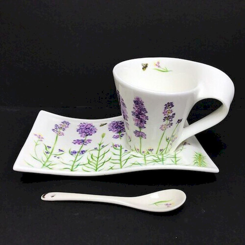 Ensemble de grandes tasses Melton Poppies, Vague lavande