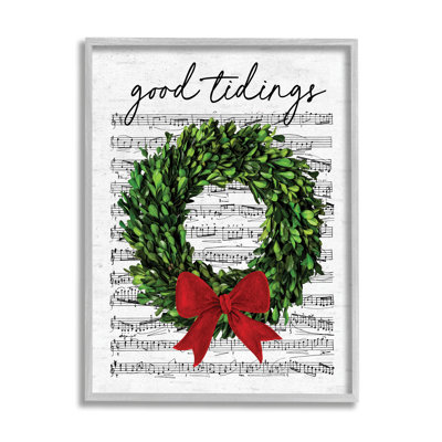Ba-834-Framed " Good Tidings Holiday Wreath " by Lettered And Lined