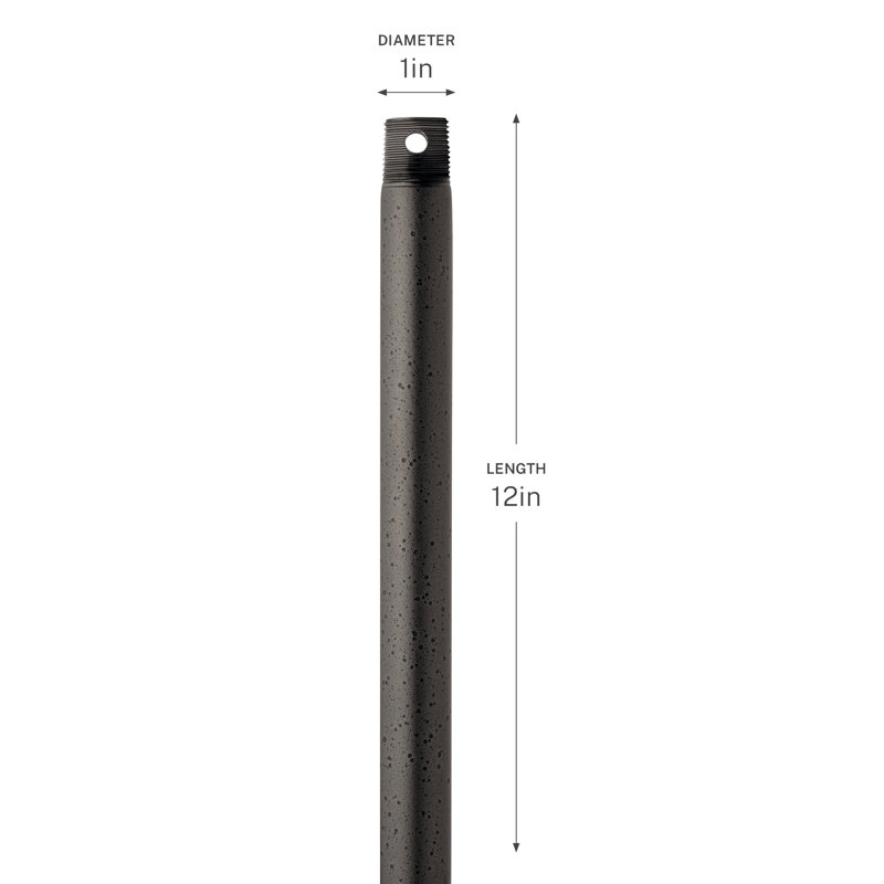 12" Anvil Iron Ceiling Fan Downrod, Anvil Iron, 12"