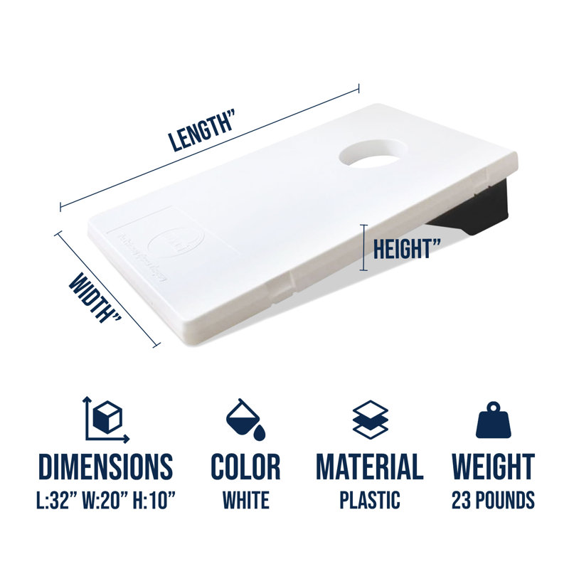 Ensemble de cornhole portatif toutes saisons avec planches et poufs Driveway Games EZ Carry, Blanc