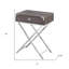  Table de bout transitionnelle en bois et taupe foncé 24 po avec tiroir