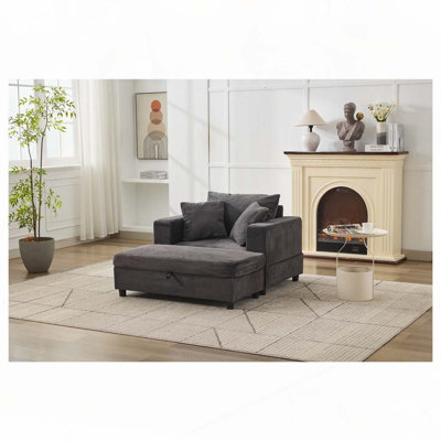 Fauteuil en velours côtelé de 42 po avec repose-pieds pour le salon
