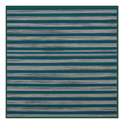 Machine Washable Horizontal Stripes Green Area Rug
