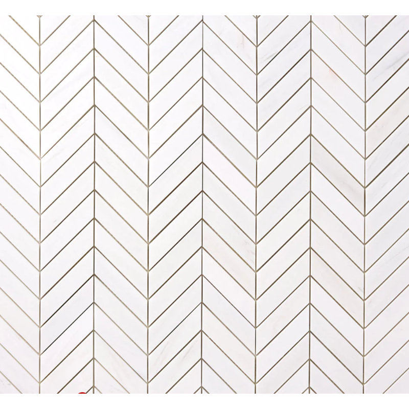 Carreau de mosaïque en chevron / chevron en marbre 12 po x 12 po Bianco Dolomite