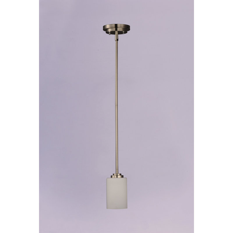 Luminaire suspendu cylindrique à 1 lumière Vikenti, Nickel satiné