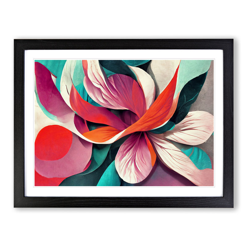 Artistic Flowers Abstract Vol.1 - Single Picture Frame Print, 46cm H x 64cm W x 2cm D, Black Framed