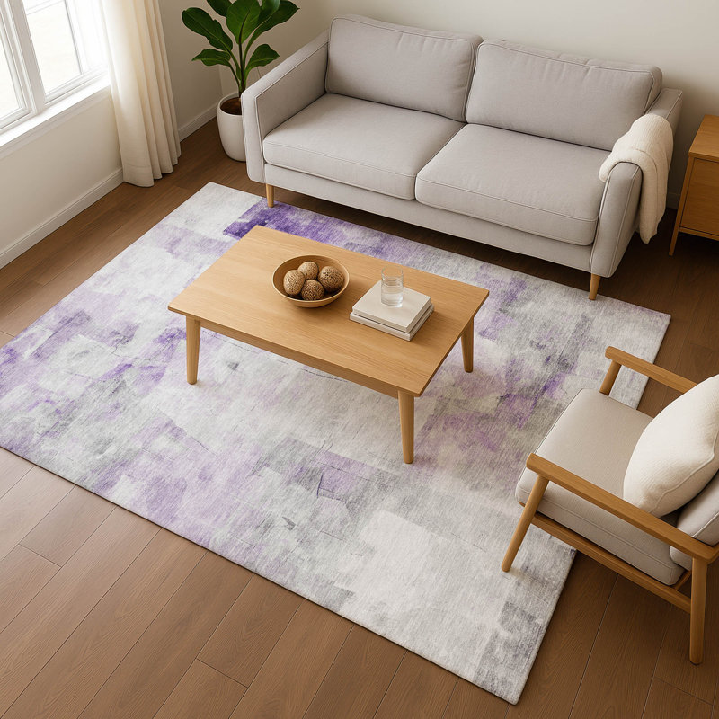 Tapis abstrait Premium Garett AMF1673 lavable à la machine, Rectangulaire 3 pi x 5 pi