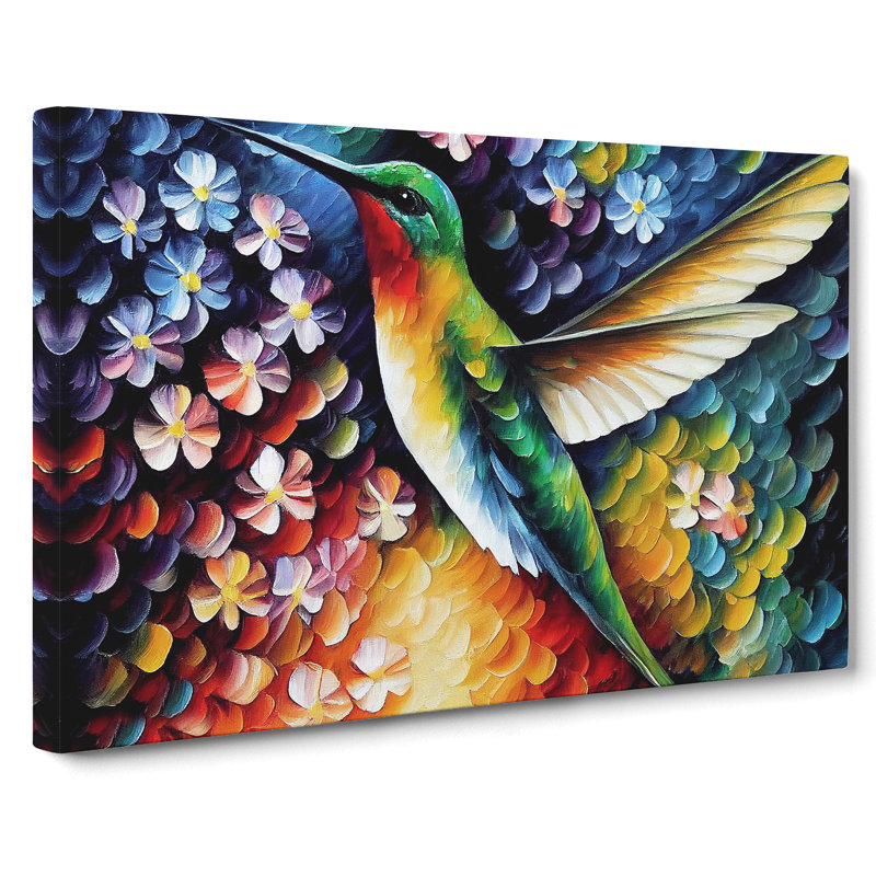 Hummingbird Painting Vol.5 Abstract - Wrapped Canvas Painting, 35cm H x 50cm W x 3cm D