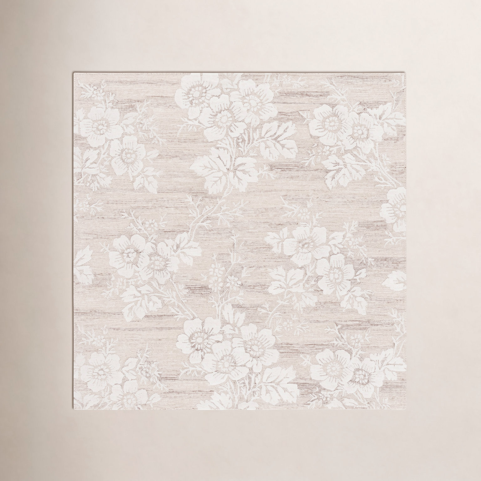 Hand-Tufted Wool Floral Rug, Square 6'