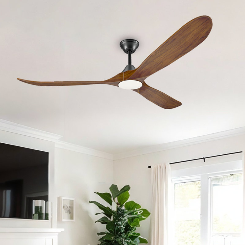 3-Blade Indoor Smart Ceiling Fan with Light and Remote/APP Control,3 LED Colors,6 Speed Quite DC Motor,Timer, Walnut