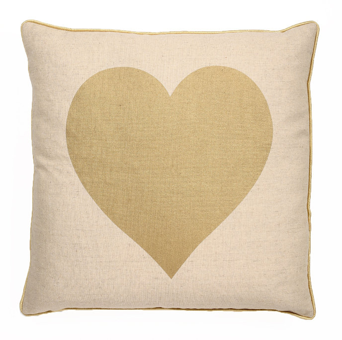 Coussin 18 po Love Heart, H 18 po x l 18 po, Argent