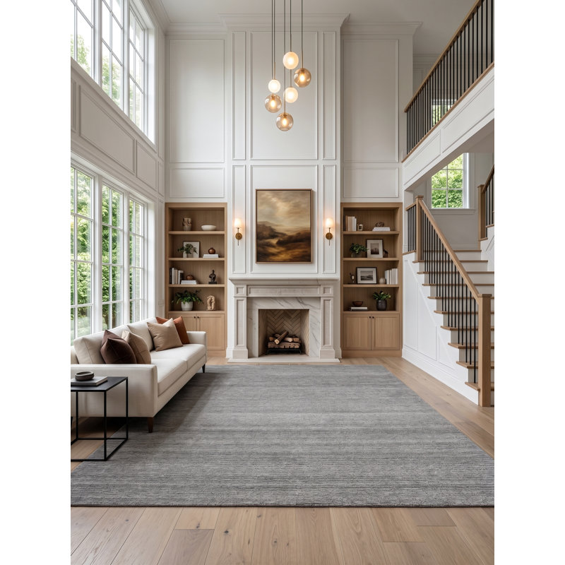 Azman Rectangle Indoor/Outdoor Area Rug in Ivory/Silver, Rectangle 12' x 15'