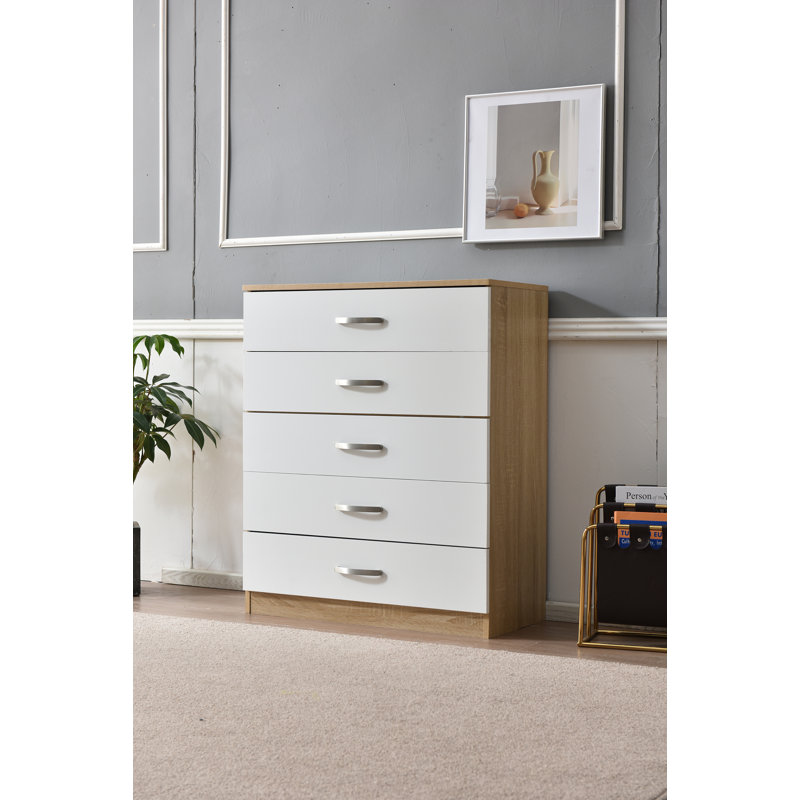 Everick Solid Wood 75cm W 5 - Drawer Chest of Drawers