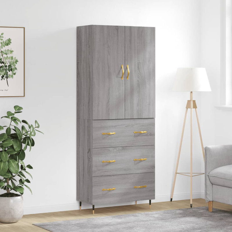 Dace Highboard 69.5x34x180 cm Engineered Wood, Grey Sonoma