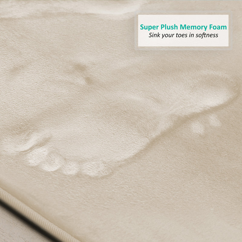 Aighan 3 Piece Ultra Soft and Absorbent Memory Foam Bath Rug Set with Non-Slip Backing, Linen