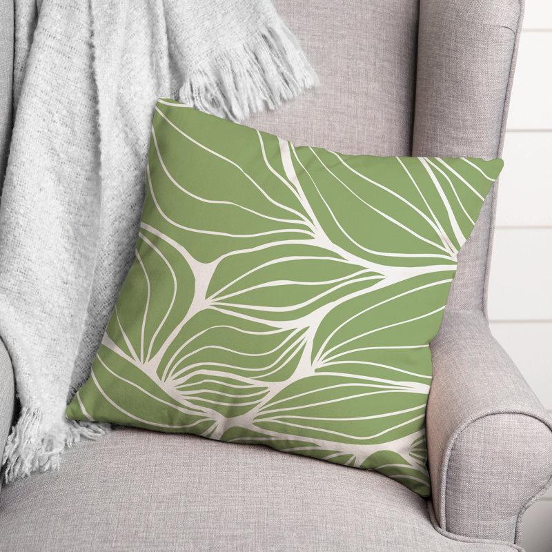 Coussin décoratif intérieur / extérieur à motif floral, Vert