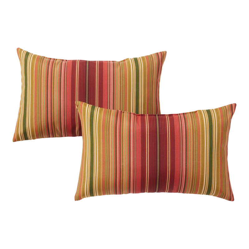 Coussin lombaire à rayures intérieur/extérieur Henrich, Rayure Kinnabari, Ensemble de 2