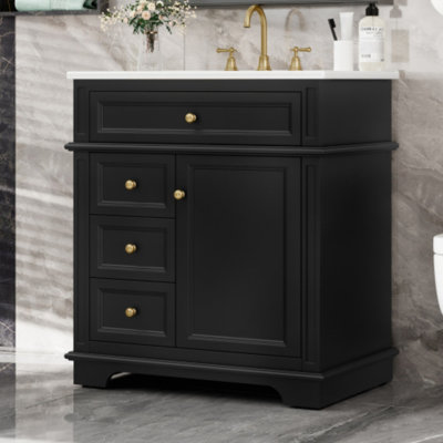 Meuble-lavabo 30 po avec lavabo - tiroir basculant + 3 tiroirs standard, portes à fermeture en douceur