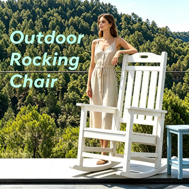 Chaise berçante en plastique Brayshun, Blanc