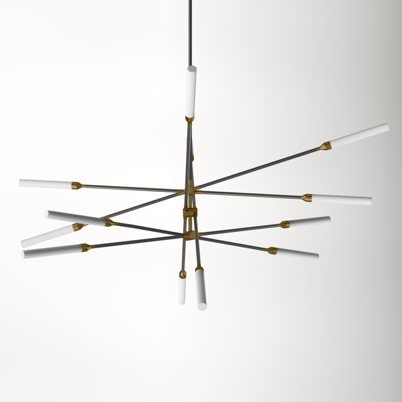 Emory 12-Light Chandelier, Black Aged Brass, 57"H x 55"W x 55"D