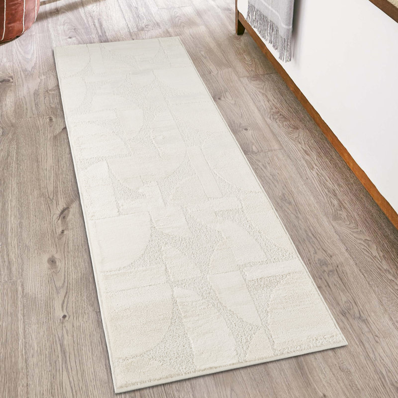 Hamilton Modern Metallic Sheen Area Rug - Polypropylene Weaving - Jute Backing - Abstract Motif Geometric Lines Design Rugs, Cream