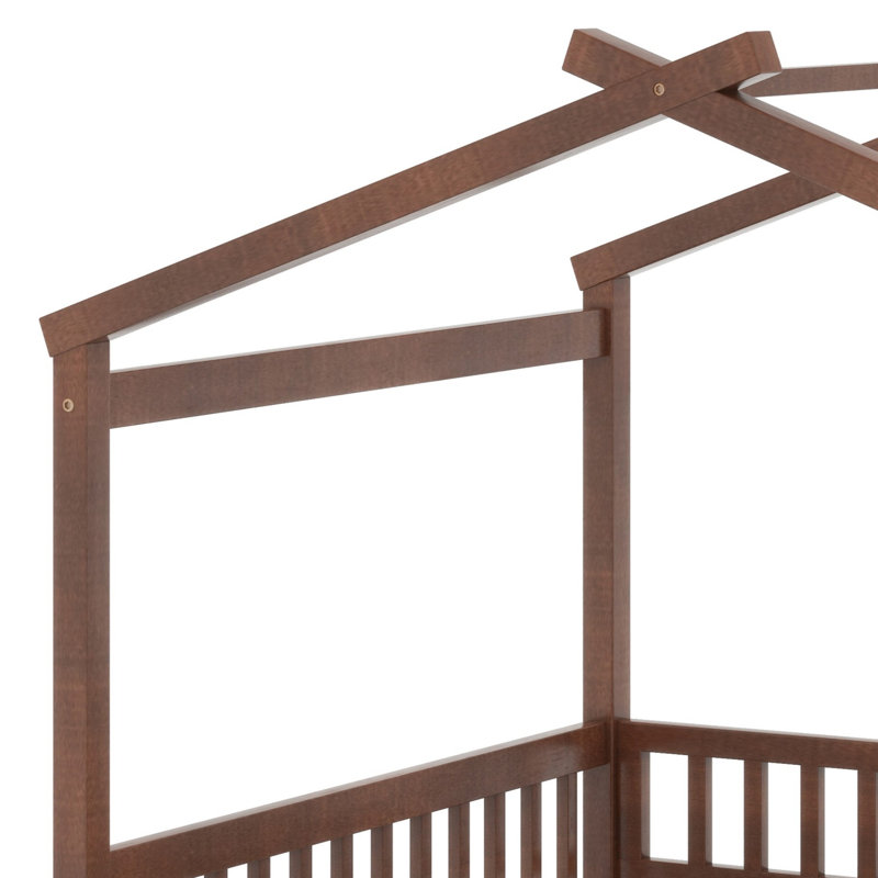 Structure de lit en bois avec clôture, Noyer