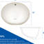 Lavabo de salle de bain ovale encastré Pure White - lavabo en céramique 19 "x 16" avec trop-plein, faible absorption d'eau, aux égratignures et aux taches, résistance aux acides, surface à gratter