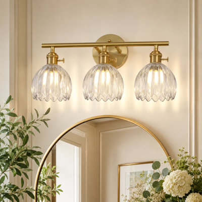 3 - Light Dimmable Bathroom Vanity Light With Tulip-Shaped Glass Shade