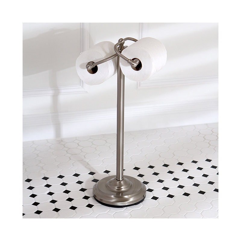Kingston Brass Vintage Freestanding Double Roll Toilet Paper Holder, Brushed Nickel