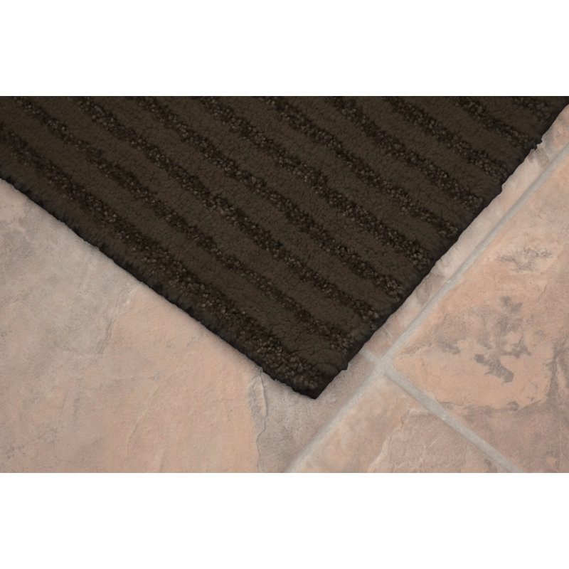 Viridian Nylon 3 Piece Bath Rug Set with Non-Slip Backing, Chocolate