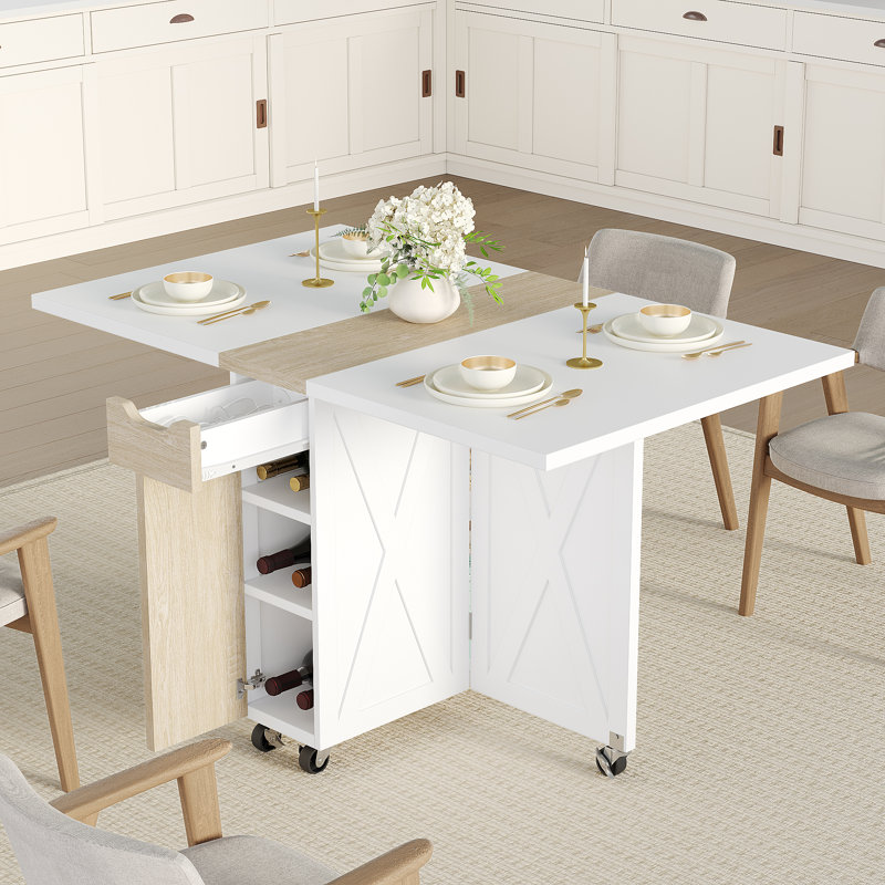 Table de salle à manger extensible, White/Wood