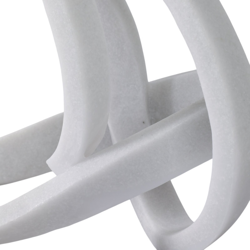 Sculpture décorative circulaire circulaire abstraite pour la maison - Objets décoratifs contemporains pour le salon et le style de la table - 16 po, blanc