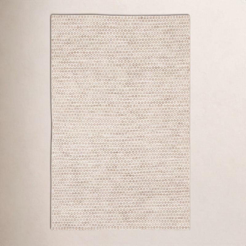 Eladio Wool Geometric Area Rug in Beige, Rectangle 6' x 9'