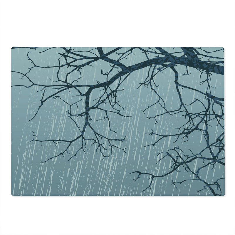 Ambesonne Tree Cutting Board Large Rainy Day Winter Branches Grey