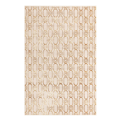 Latitude Run® Column Nikica Rug White and Gold