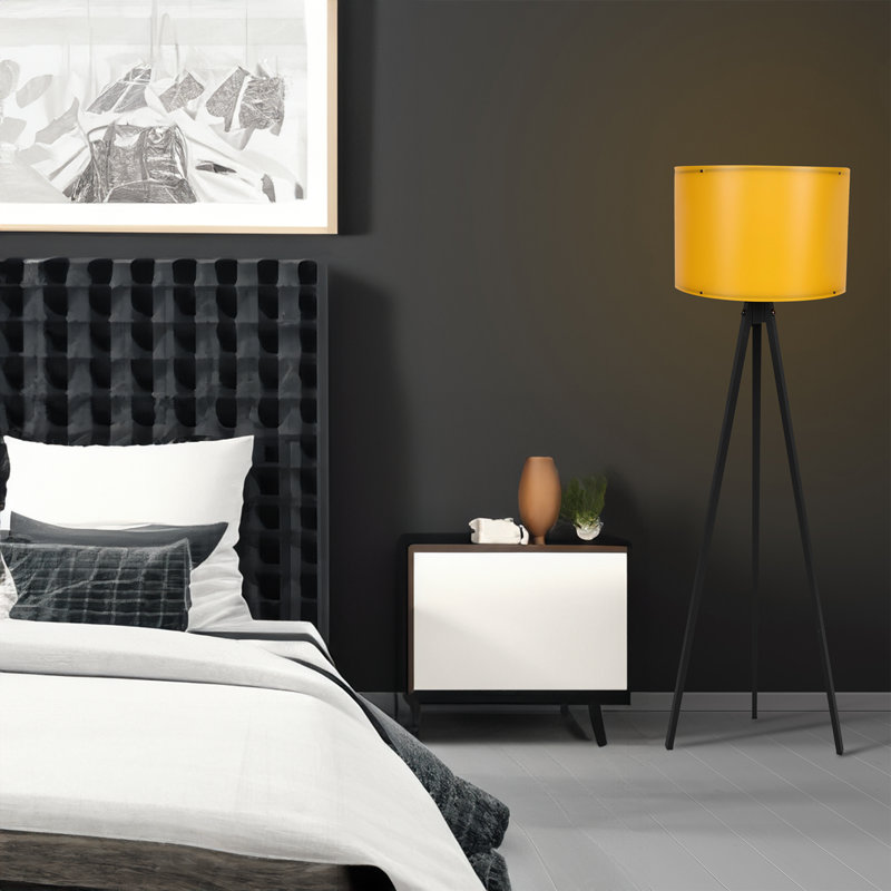 Kisa 57.09" Tripod Floor Lamp, Yellow, Black