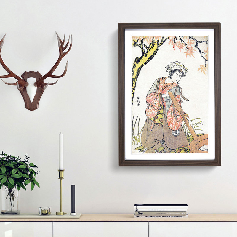 Iwai Kiyotaro in a Shosa Act by Katsukawa Shunko - Framed Print, 36cm H x 27cm W x 2cm D, Walnut Framed
