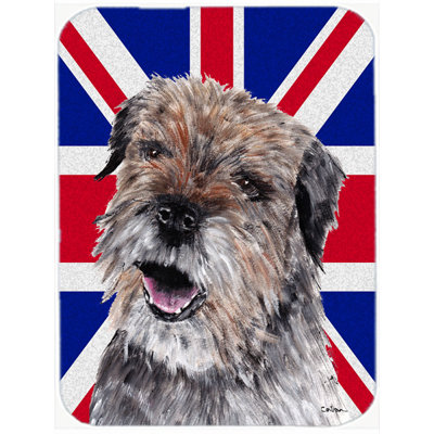 Caroline's Treasures Union Jack Border Terrier with English British Flag Glass Cutting Board