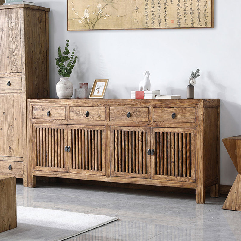 Buffet décoratif rétro en bois massif Burlywood