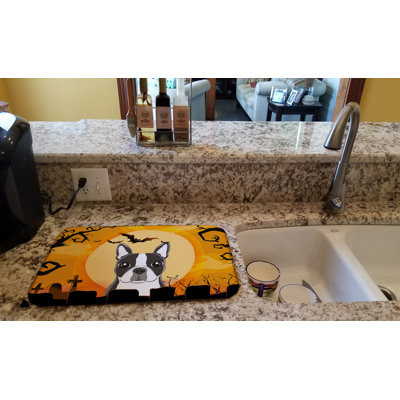 Tapis de séchage terrier halloween boston