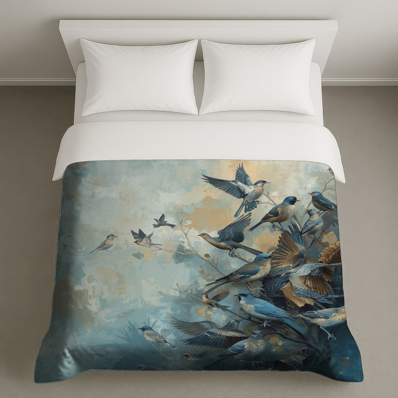 Oiseaux bleus en vol housses de couette, Grand lit