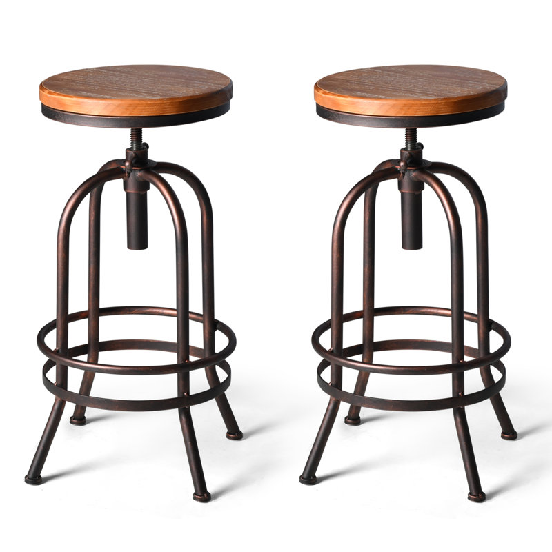 Jazavier Swivel Adjustable Height Counter Stool with Metal Frame, Copper