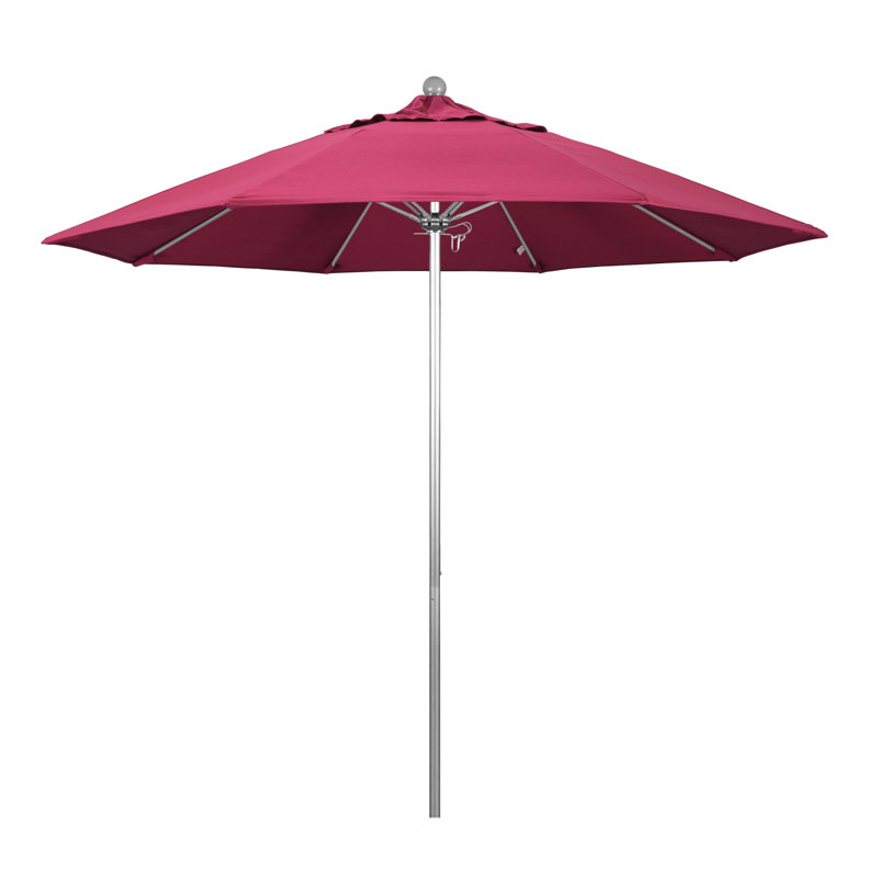 Parasol de marché 9 pi Maria, Argent argent, Toile Sunbrella® rose vif