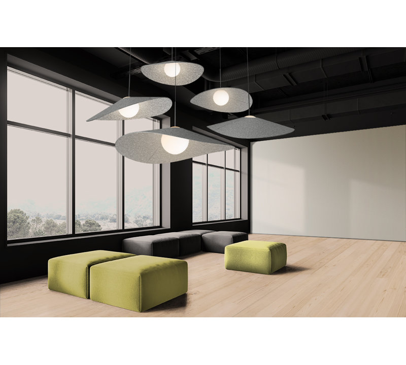Bola Felt Pendant, 119.6" H x 52" W x 52" D