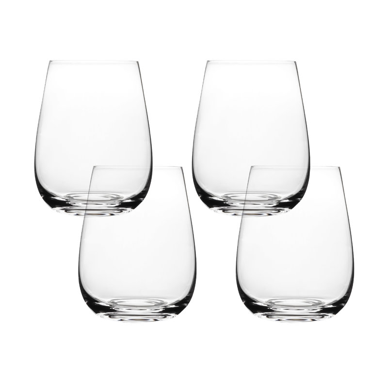 over&back Clear Traditional Mouth-Blown Glassware - Set of 4 Classic Stemless, 18 oz.