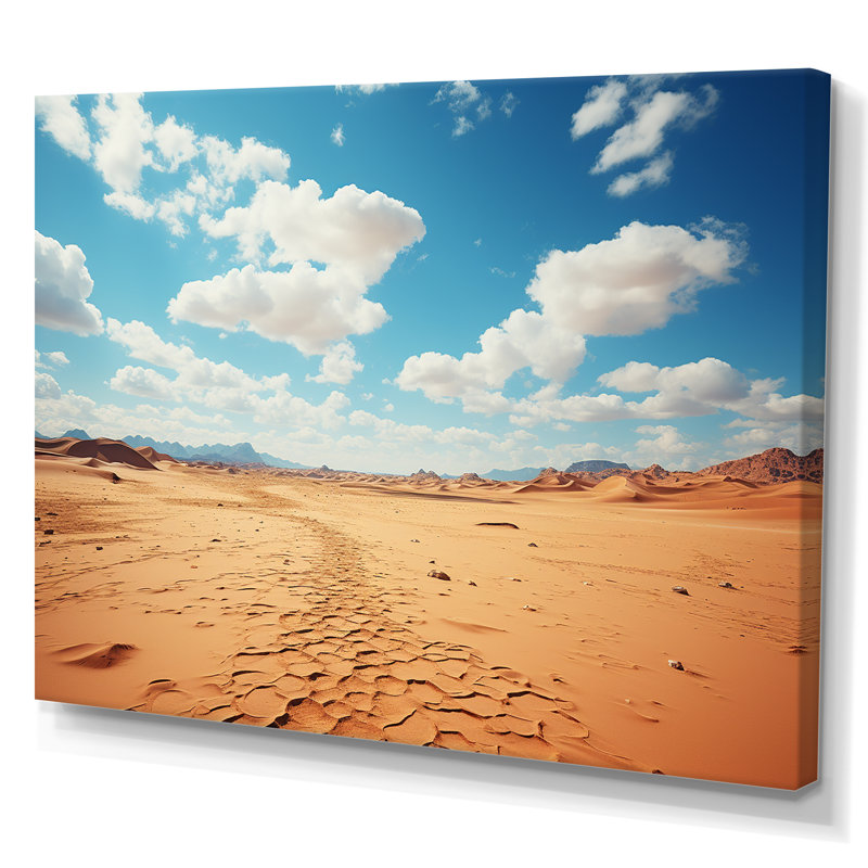 Horizon aride sur le désert du Sahara - désert, art mural, Toile tendue, H 30 po x l 40 po x P 1,5 po