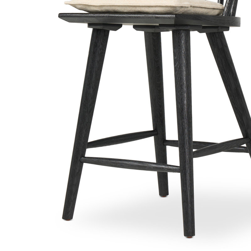 Lewis Windsor Stool With Cushion-Sandy Oak-Counter, Counter Stool (25.02” Seat Height), Black Oak